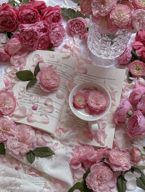 Aesthetic Picture Pink, Pink Flowers Aesthetic, Aesthetic Tea, Reading Inspiration, Picture Pink, Roses Book, The Beauty Of Life, Beauty Of Life, Flowers Petals