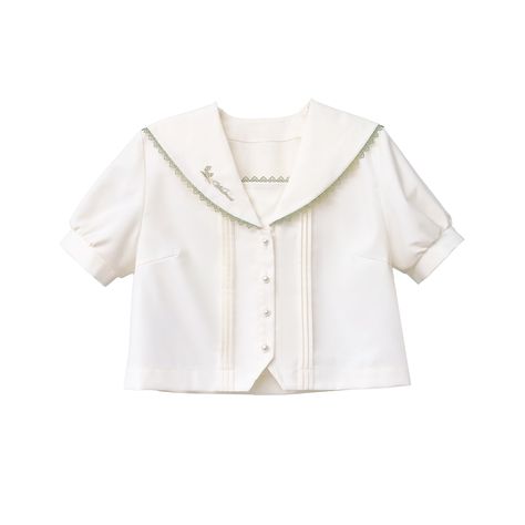 Add a touch of kawaii charm to your wardrobe with this pleating details beige sailor collar short-sleeve top. The delicate pleating details and classic sailor collar design make this top a versatile and stylish addition to any outfit. Perfect for pairing with a range of bottoms, this top is a must-have for anyone looking to add a playful and feminine touch to their look.  Please note that this product includes only the top, the bow tie and the badge are not included.  Garment Size   	 		 			Size Black Tiered Skirt, Puff Sleeves Top, Green Summer Dresses, Retro School, Steampunk Fashion Male, Gothic Skirts, Box Pleat Skirt, Puff Sleeve Shirt, School Tops