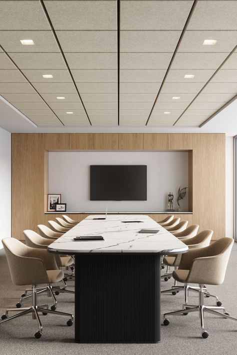 Boardroom Table Design, Meeting Room Design Office, Office Design Inspo, Conference Room Design, Meeting Room Design, Finance Accounting, Corporate Interior Design, Acoustic Ceiling, Casa Clean