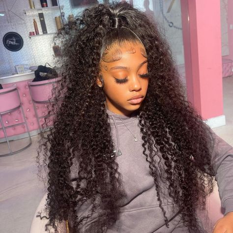 Curly Half Up Half Down, Curly Hair Half Up Half Down, Curly Hair Up, Pony Hairstyles, Weave Ponytail Hairstyles, Birthday Hairstyles, Quick Weave Hairstyles, Quick Braided Hairstyles, Braided Ponytail Hairstyles