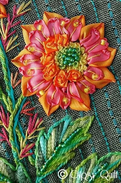 . Sulaman Pita, Ribbon Embroidery Kit, Crazy Quilting, Needlepoint Stitches, Ribbon Art, Creative Embroidery, 자수 디자인, Silk Ribbon Embroidery, Crewel Embroidery