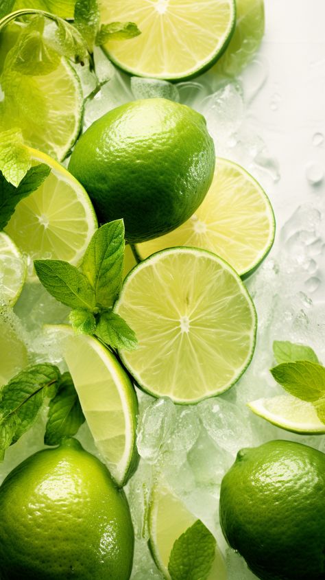 Lime Aesthetic, Coconut Mojito, Lemon Brownies, Refreshing Cocktail, Pink Food Coloring, Lime Soda, Fruit Wallpaper, Fruit Photography, Beautiful Red Roses