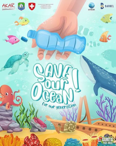 Theme Poster Ideas, Save Ocean Poster, Save The Ocean Posters, Save The Ocean Art, Ocean Poster Design, Canva Poster Ideas, Canva Design Ideas Poster, Canva Posters Ideas, Earth Day Drawing