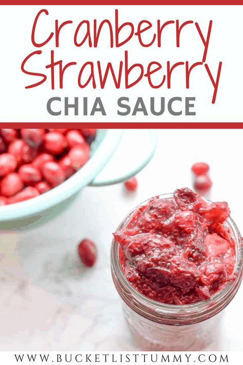 This Cranberry Strawberry Chia Sauce is the perfect, hearty combination of tangy and sweet. A fall staple, this will be a perfect addition for your Thanksgiving table. #thanksgiving #cranberrysauce #thanksgivingrecipes #chiaseeds Strawberry And Cranberry Jam, Keto Jellied Cranberry Sauce, Paleo Cranberry Sauce, Chia Seed Strawberry Jam, Strawberry Jam With Chia Seeds, Strawberry Chia Jam, Cranberry Jam, Chia Jam, Condiment Recipes