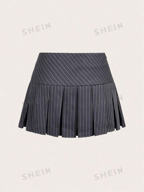 SHEIN ICON Women's Super Low Waist Striped Wide Pleated Bowknot Decorated Skirt | SHEIN USA Striped Pleated Skirt, Summer Bottoms, Bow Women, Shein Icon, Women Skirts, Half Skirt, Summer Skirts, Black Bow, Low Waist