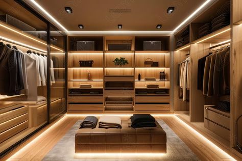 35 LED Strip Ideas for the Bedroom (2024) - LEDYi Lighting Strip Lights, Wardrobe Rail, Wardrobe Lighting, Nyc Penthouse, Strip Led, Closet Lighting, Cove Lighting, Van Design, Under Cabinet Lighting