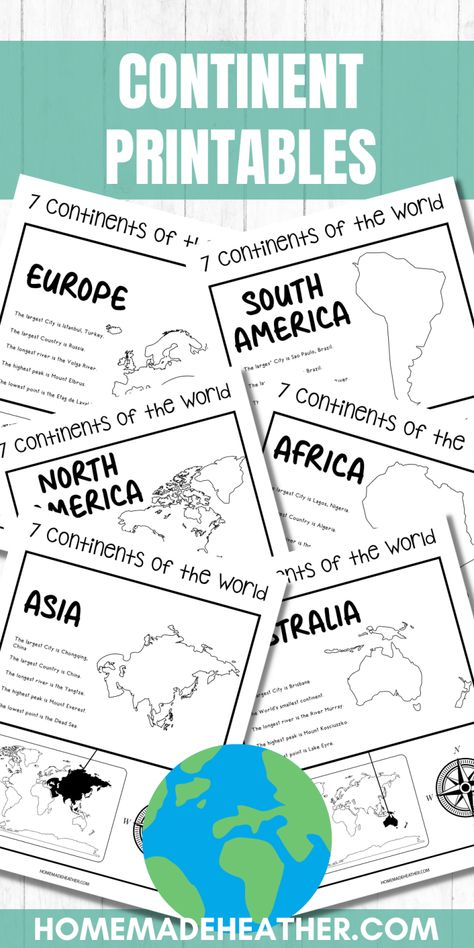 Continent Printables Free, Teaching Continents 2nd Grade, Geography For 1st Grade, Montessori Continents Printables Free, Continent Worksheets Free Printable, Continents Worksheet Free Printable, Kindergarten Geography Worksheets, Continents For Preschoolers, Continent Activities For Preschool