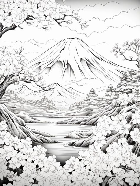 Coloring Pages Japanese, Japanese Coloring Pages, Japan Coloring Pages, Japanese Architecture Drawings, Coloring Pages For Adults Unique, Garden Coloring Pages, Scrapbook Pictures, Coloring Designs, Zen Colors