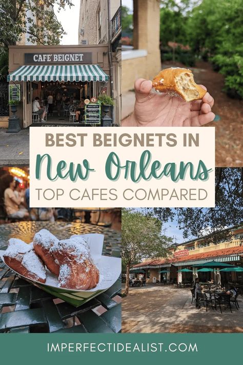 Collage of photos from Cafe du Monde and Cafe Beignet New Orleans Travel Guide, New Orleans Vacation, The Best Desserts, Louisiana Travel, Visit New Orleans, New Orleans French Quarter, News Cafe, New Orleans Travel, The French Quarter