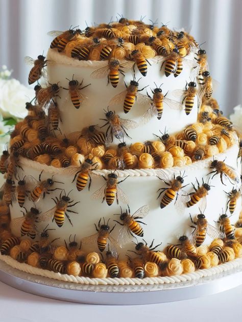 Birthday Cake Aesthetic Vintage, Wedding Cake Fails, Bee Birthday Cake, Super Torte, Birthday Cake Aesthetic, Recipes Pastry, Bug Cake, Cupcakes Design, Cake Fails