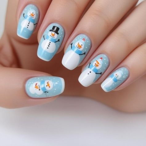 Add a playful touch to your holiday manicure with Holiday Nails Snowmen. This design features cute snowmen illustrations, perfect for adding a whimsical element to your nails. Pair this with Snow Man Nail Design for a cohesive and festive look. Holiday nails snowmen are perfect for celebrating the holiday season and adding a touch of fun to your style. Embrace the magic of Christmas with these adorable snowman nails. Snowman Nails Christmas, Snowman Nails Design, Snowman Nail, Nails School, Snowman Nail Art, Holiday Manicure, Cute Snowmen, Snowman Nails, School Nails