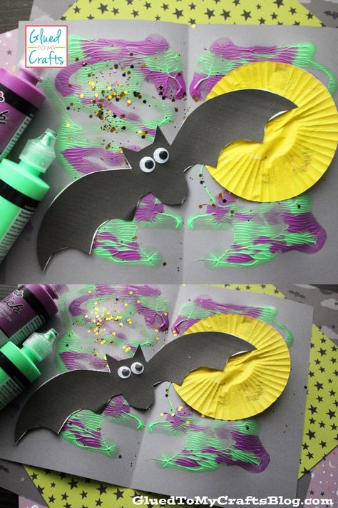 Paint Splat Bat At Night Craft Idea Black Handprint Crafts, Vampire Preschool Crafts, Bat Handprint Craft, Bat Theme Preschool, Bat Crafts For Preschoolers, Bat Craft For Preschool, Night And Day Activities Preschool, Bat Craft Kindergarten, Preschool Bat Crafts