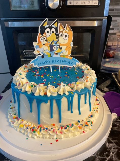 Diy Bluey Cake, Pastel De Bluey, Baptism Sheet Cake, Bluey Cake Ideas, Easy Kids Birthday Cakes, Bluey Birthday Cake, Dj Cake, 15th Birthday Cakes, Duck Cake