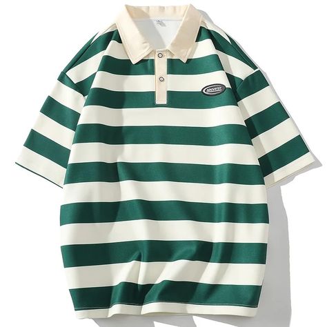 Oversized Men T-shirt ✨ New Striped Polo Shirt Men T-shirt Casual Short Sleeve Fashion Streetwear Men's Clothing Tops Tees Striped #polo #tshirt #summer #oversized Money Shirt, Polo Shirt Brands, Streetwear Mode, Shirt Designs For Men, Streetwear Mens, Sleeve Fashion, Striped Polo Shirt, Fashion Streetwear, T Shirt Oversized