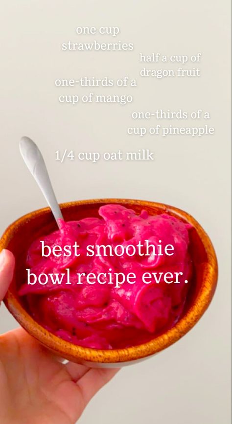 Mango Dragonfruit Smoothie Bowl, How To Make Asie Bowls Fruit, Smothies Bowls Recipe Without Banana, Pink Smoothie Bowl Recipe, Aesthetic Smoothie Bowl Recipes, Smooth Bowl Recipe, Aici Bowl Recipe, Passionfruit Smoothie Bowl, Pineapple Acai Bowl