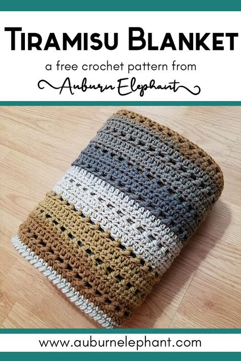 Tiramisu Blanket - Auburn Elephant Temperature Blanket Crochet Neutral Colors, Crochet Chunky Lap Blanket Patterns Free, Earthy Crochet Blanket, Masculine Crochet Blanket, Brown Crochet Blanket, Crochet Blanket Grey, Modern Haken, Zig Zag Crochet, Crocheted Blanket