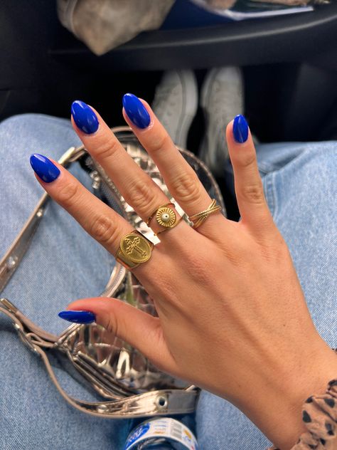 Short Oval Nails, Skincare Accessories, Royal Blue Nails, Blue Acrylic Nails, Summery Nails, Aesthetic Lifestyle, Accessories Bag, Blue Nail, Life Funny