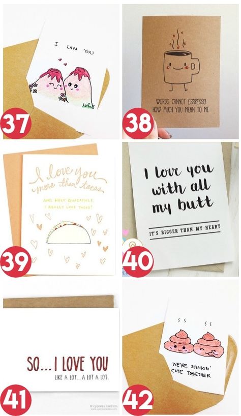 Card Ideas For A Spouse For Any Occasion Heart Puns, Boyfriend Things, Card Verses, Birthday Present For Boyfriend, Birthday Puns, Punny Cards, Funny Anniversary, Creative Dates, Funny Anniversary Cards