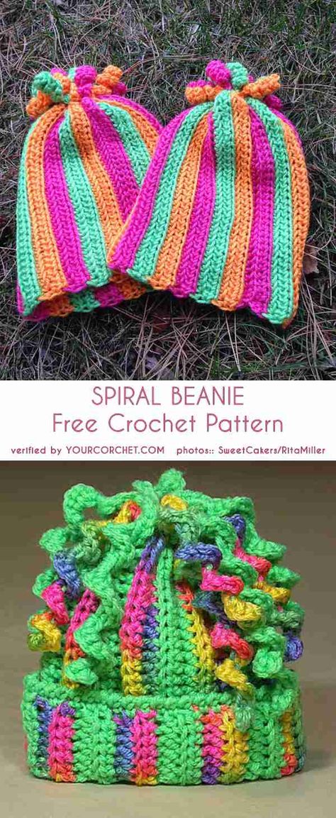 Spiral Beanie Hat for Child and Adult Free Crochet Pattern Spiral Crochet, Crochet Hack, Crochet Hat Free, Cap Ideas, Crochet Beanie Pattern, Crochet Hats Free Pattern, Crochet Cap, Hat Ideas, Crochet Dress Pattern