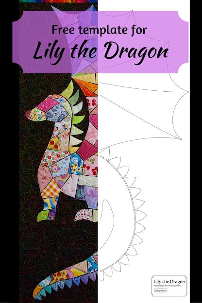 Quilt Art by Lena Pugachova: Tips and Tutorials Dragon Pdf Pattern, Dragon Paper Piecing Pattern, Dragon Pattern Wallpaper, Paper Pieced Quilt Patterns Free Templates, Scrappy Applique Tutorial, Fairy Quilts Patterns, Dragon Quilts Ideas, Art Quilts Tutorial, Dragon Quilt Pattern Free