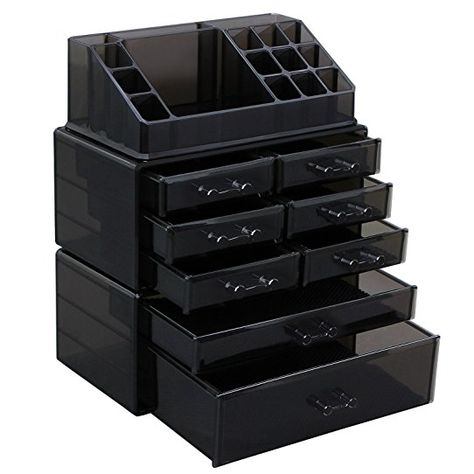 $39.99 makeuo organizer Amazon SONGMICS Makeup Organizer 8 Drawers Cosmetic Storage 3 Pieces Set Jewelry Display Case with 16 Top Compartments Black UJMU08B Rangement Makeup, Bag Png, Jewerly Organizer, Acrylic Organizer Makeup, Vanity Drawers, Jewelry Display Case, Beauty Organization, Make Up Organiser, Jewelry Chest