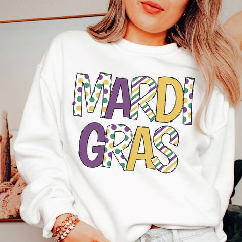 Mardi Gras Shirt Mardi Gras Sweatshirt Ladies Mardi Gras - Etsy Mardi Gras Sweatshirt, Mardi Gras Shirt, Mardi Gras Carnival, Cozy Sweatshirts, Heavy Fabric, Cut And Style, Mardi Gras, Types Of Shirts, Fashion Boutique