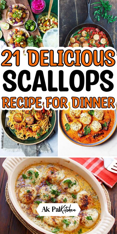 Elevate your dinner with a delectable scallops recipe for dinner. Explore a world of easy and healthy seafood recipes, including nutritious healthy scallops recipes, shrimp and scallops recipes, baked scallops recipes, crispy fried scallops recipes, and perfectly grilled scallops recipes. Savor the delicate flavor of scallops in various preparations, from pan-seared to gourmet seafood meals. Enhance your culinary repertoire with these flavorful and easy dinner recipes. Healthy Scallops, Scallops Dinner Ideas, Creamy Scallops, Scallop Recipes Baked, Scallops Dinner, Grilled Scallops Recipe, Garlic Butter Scallops, Best Scallop Recipe, Bay Scallop Recipes