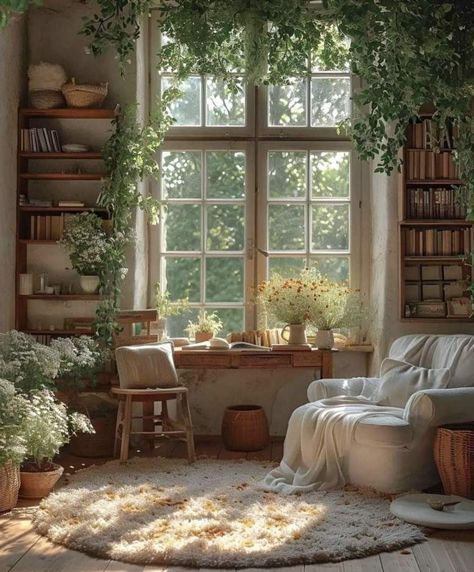 Cottagecore Aesthetic Interior Design, Cottagecore Environment, Summer Home Aesthetic, Cottagecore Interior, Deco Studio, Room Deco, Dream Room Inspiration, Dream House Interior, Dream Rooms