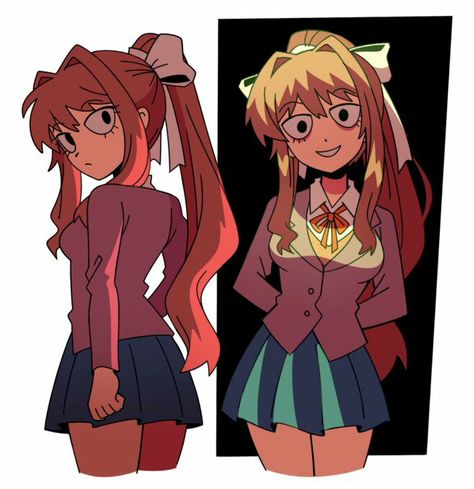 Cool Outfits For Characters, Ddlc Fanart, Monika Ddlc, Scene Ideas, Oki Doki, Cute Games, Doki Doki, Literature Club, Scott Pilgrim