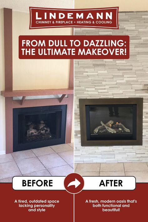 Check out this incredible fireplace makeover! ✨ From outdated and worn to sleek and modern, our expert team took this fireplace from drab to fab. Whether you're looking to refresh your space or completely change its style, a fireplace refacing can add warmth and beauty to any room.
Ready to transform your fireplace? Contact Lindemann today to get started on your dream upgrade! 
#BeforeAndAfter #FireplaceRefacing #LindemannChimney #HomeTransformation #FireplaceMakeover #HomeImprovement #CozyHome Style A Fireplace, Fireplace Refacing, Reface Fireplace, Life Schedule, Clean Dryer Vent, Chimney Cap, Vent Cleaning, Old Fireplace, Chimney Sweep