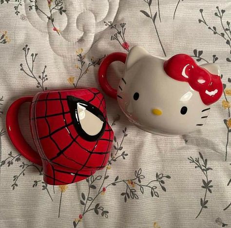 Spidey And Hello Kitty, Hello Kitty And Spiderman, Kitty Spiderman, Spiderman Gifts, Me And Who, Images Hello Kitty, Hello Kitty Mug, Cute Couple Gifts, Hello Kit