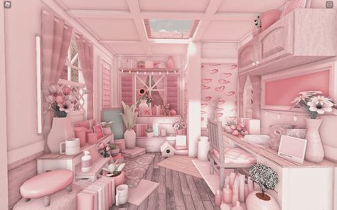 Preppy Blush Bloxburg House, Bloxburg Princess Bedroom, Blush Office Ideas, Cute Pink Bloxburg House, Blush Bloxburg Interior, Pink Coquette Bloxburg House, Blush House Bloxburg, Bloxburg Instagram, Bloxburg Office