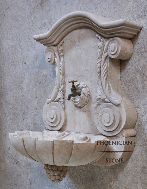 Antique Wall Fountain by Phoenician Stone Stone Wall Fountain, Model Terrain, Stone Columns, Wall Fountain, Stone Wall, Wash Basin, Stone, Wall, Quick Saves