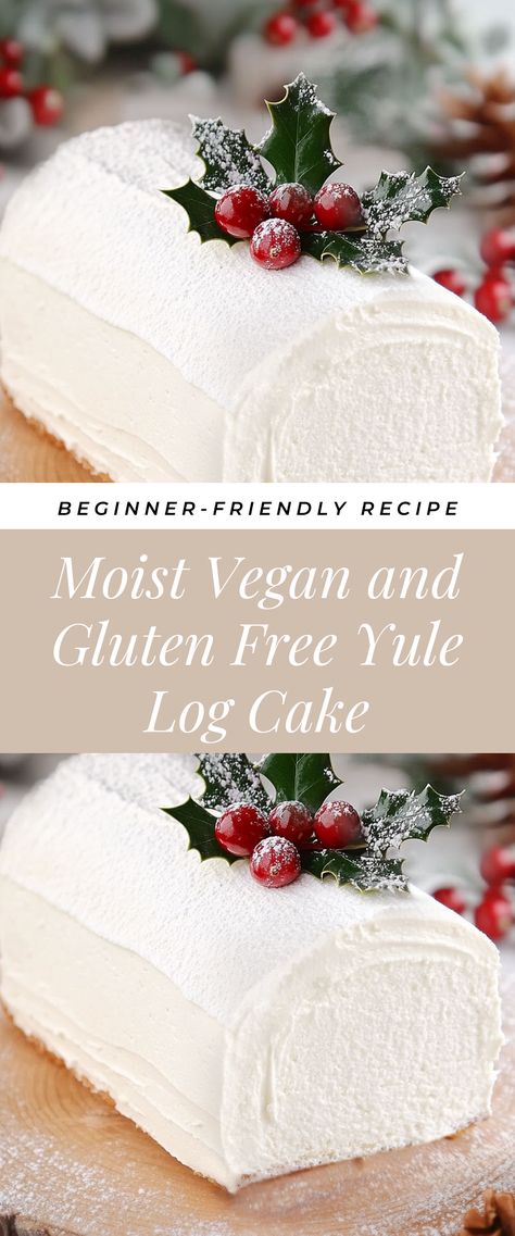 Image for Vegan And Gluten Free Yule Log Cake Yule Log Cake Gluten Free, Gluten Free Yule Log Cake, Gluten Free Yule Log Recipe, Vegan Yule Log, Gluten Free Yule Log, Yule Recipes, Christmas Cake Roll, Gluten Free Christmas Cake, Yule Log Cake Recipe