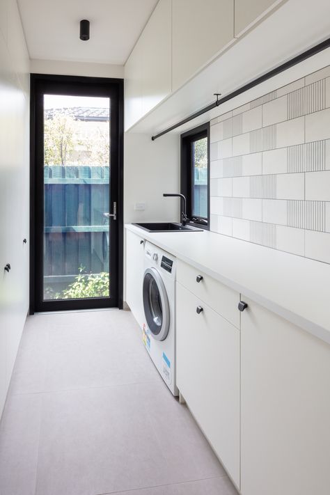 Laundry room Interior from House in Sandringham Project of Hindley & Co Closet Laundry Room Organization, Toilet Designs, Pantry Door Ideas, Sandringham House, Black Road, Laundry Room Lighting, Dirty Kitchen, Laundry Room Flooring, Laundry Room Closet