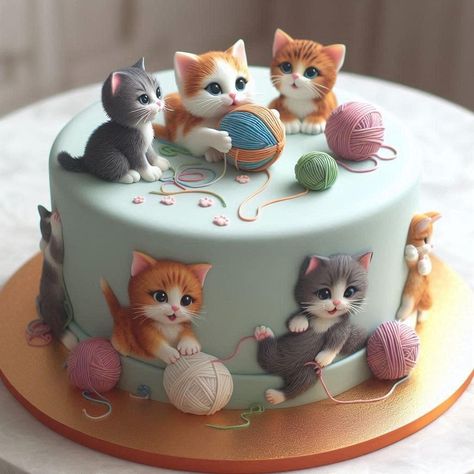 Kitten Cakes Birthday, Cute Cat Cakes, Cat Birthday Cakes, Cat Cakes Birthday, Everything Cake, Cakes Cute, Kitten Cake, Cat Cakes, Birthday Cake For Cat