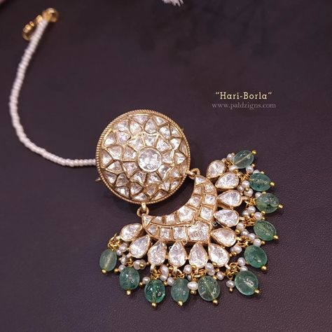 Hari - borla moissanite polki borla maathapati Borla Rajasthani, Rajasthani Jewellery, Moissanite Jewellery, Vintage Indian Jewelry, Maang Tika, Mary Pictures, Indian Bridal Jewellery, Crochet Tutorial Pattern, Cricket Videos