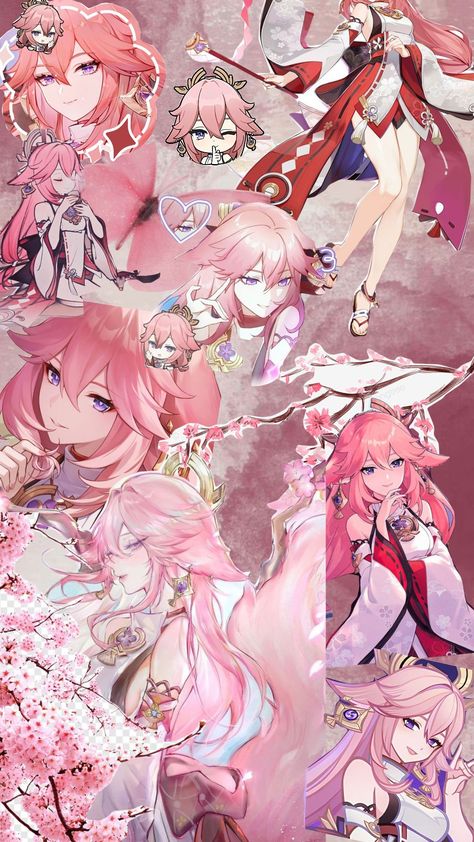 Yae Miko supremacy 💕🛐 Yae Miko Wallpaper Pc, Human Kitsune, Yae Miko Wallpaper, Yea Miko, Character Collage, Genshin Wallpaper, Raiden Shogun, Yae Miko, Widget Icon