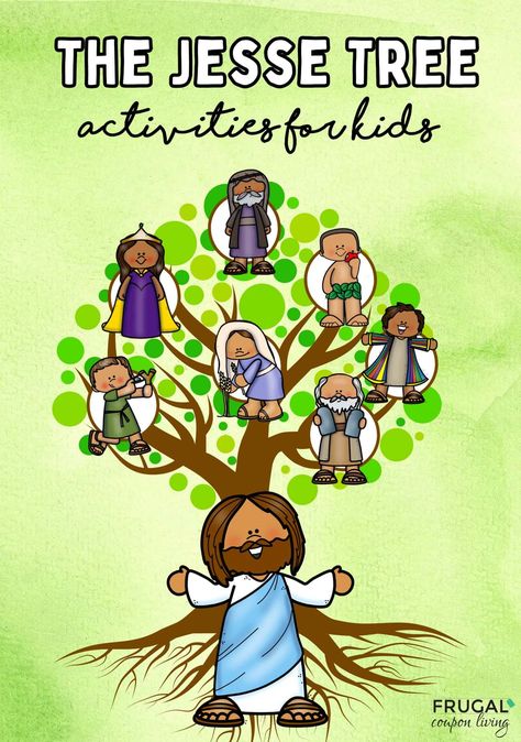 Discover the Jesse Tree for Kids, a meaningful Advent tradition that teaches children about the Bible and Jesus' family tree through daily symbols and stories. Learn how to use a Jesse Tree with your family, find out its symbols, and explore our printable Jesse Tree craft set with ornaments and coloring pages. Perfect for family devotionals, Sunday school, and Christian education. #FrugalCouponLiving Jesus Family Tree For Kids, Jesse Tree Ideas, Jesse Tree Printables, Jesse Tree Symbols, Ornaments Coloring Pages, Jesus Family Tree, Family Tree Activity, Jesus Tree, Family Tree For Kids