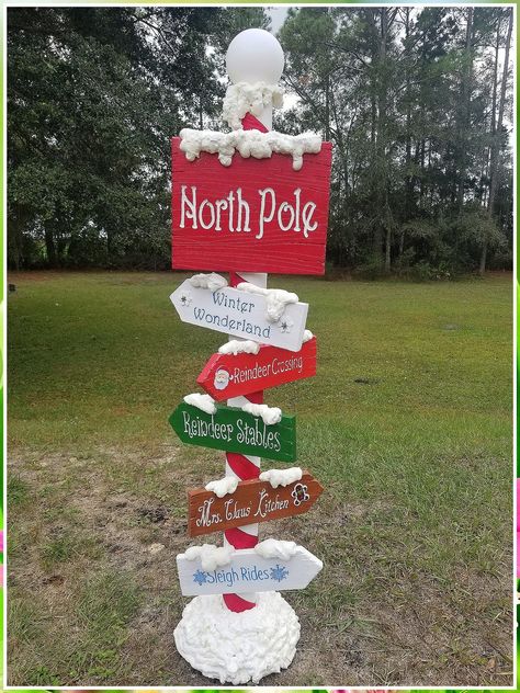 Christmas Yard Decorations - Feel like you're wasting your time searching? Visit to get what you need from one of the worlds largest online retailer! Act NOW! Christmas North Pole, Polo Nord, North Pole Sign, Pole Sign, Signs Christmas, Christmas Yard Art, Christmas Yard Decorations, Christmas Decorations Diy Outdoor, Office Christmas Decorations