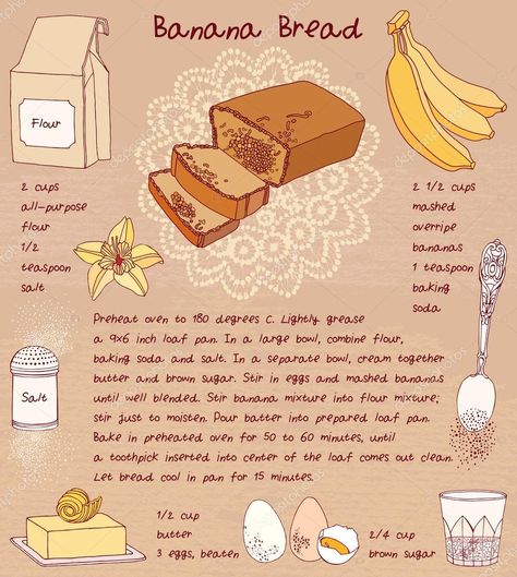 Banana Bread Recipe Aesthetic, Banana Bread Drawing, Banana Bread Recipie, Sticker Ig, Homemade Banana Bread, Banana Cake Recipe, Bread Art, Make Banana Bread, Easy Baking Recipes Desserts