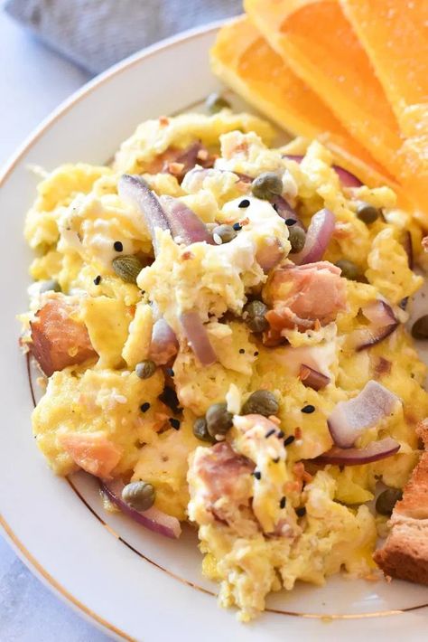 Make Ahead French Toast, Salmon Breakfast, Breakfast Scramble, Mango Chia Pudding, Best Salmon, Breakfast Vegetables, Creamy Scrambled Eggs, Cranberry Scones, Salmon Eggs