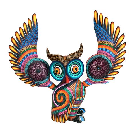 Magaly Fuentes & Jose Calvo: Large Ornate Owl Art Native American, American Indian Art, Wood Carvings, Mexican Folk Art, Native American Indians, Family Traditions, American Indian, Painting Style, Indian Art