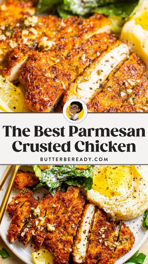 Parmesan Crusted Garlic Confit Chicken, Parmesan Crusted Chicken Noodles And Co, Crouton Crusted Chicken, Parmesan Crusted Chicken Cutlets, Cheesecake Factory Parmesan Herb Chicken, Parmesan Crusted Chicken Sides, Chicken Recipes Panko, Flattened Chicken Breast Recipes, Panko Chicken Breast