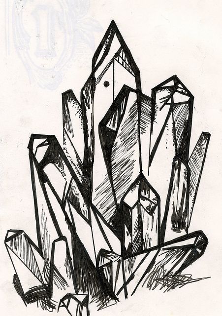 crystal sketch | Flickr - Photo Sharing! Obsidian Tattoo, Crystal Sketch, Crystal Illustration, Crystal Tattoo, Crystal Drawing, Nature Drawing, Dark Tattoo, Crystal Art, Stencil Designs