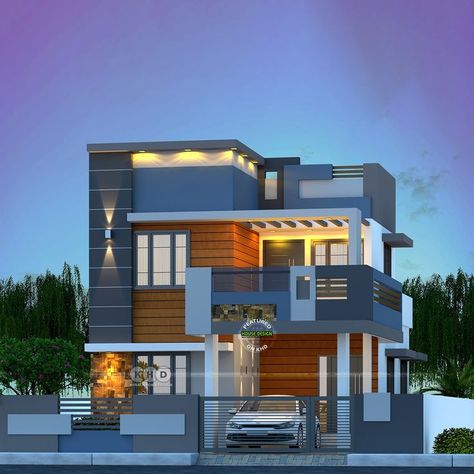 Beautiful modern house 1350 Sq Ft House Plans, 2 Storey House Design, Small House Elevation, Building Elevation, House Plans 3 Bedroom, Front Elevation Designs, Latest House Designs, Duplex House Design, Architectural House Plans