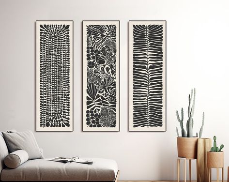 PostArtPrint - Etsy Large Nordic Wall Art, Long Artwork Vertical, Large Art Pieces Living Rooms, Long Vertical Art, Headboard Art Above Bed, Long Narrow Art, 3 Piece Art Wall Decor, Long Narrow Hallway Decorating, Long Horizontal Painting