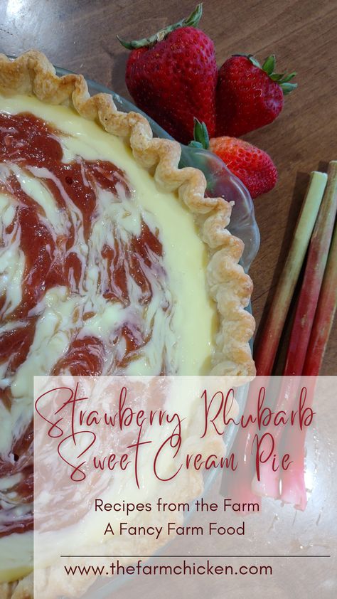 Sweet Cream Pie, Rhubarb Pies, Rhubarb Desserts Recipes, Spring Fruits, Strawberry Rhubarb Pie Recipe, Rhubarb Recipes Pie, Strawberry Cream Pies, Fresh Strawberry Pie, Rhubarb Desserts