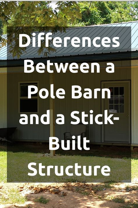 Two of the most common options to build a house, garage, or barn are pole barn or stick built. When properly constructed, a pole barn can be just as good as a stick-built structure -even better in some respects -with easier construction, less cost, better weather resistant, more energy efficient, to name a few. Pole Barn Garage Interior, Pole Barn Trusses, Pole Barn Interior Ideas, Pole Barn Cost, Pole Barn Loft, Pole Building Garage, Small Pole Barn, Pole Barn Loft Ideas, Pole Barn Builders