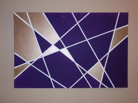 DIY Purple Room Decor - DIY Geometric Wall Art - Best Bedroom Ideas and Projects in Purple - Cool Accessories, Crafts, Wall Art, Lamps, Rugs, Pillows for Adults, Teen and Girls Room http://diyprojectsforteens.com/diy-room-decor-purple Geometric Wall Art Diy, Geometric Art Diy, Geometric Wall Paint, Purple Room Decor, Cuadros Diy, Diy Wand, Tape Art, Geometric Wall Decor, Metal Tree Wall Art